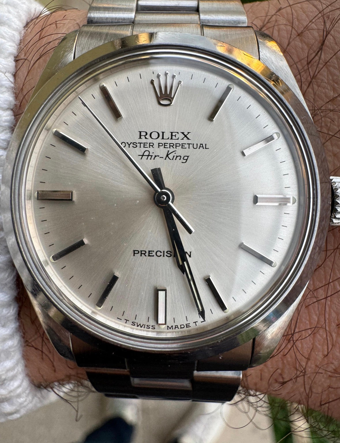 Rolex Air King Ref. 5500 quadrante argentato - revisionato - garanzia - vintage