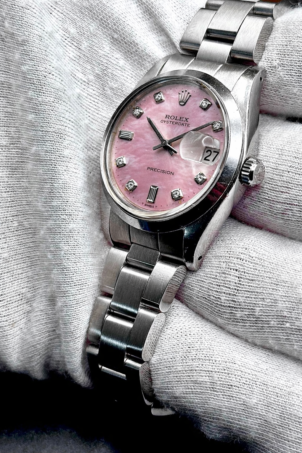 Rolex Oyster Precision ref. 6694 - dial madreperla rosa brillantini - garanzia - revisionato
