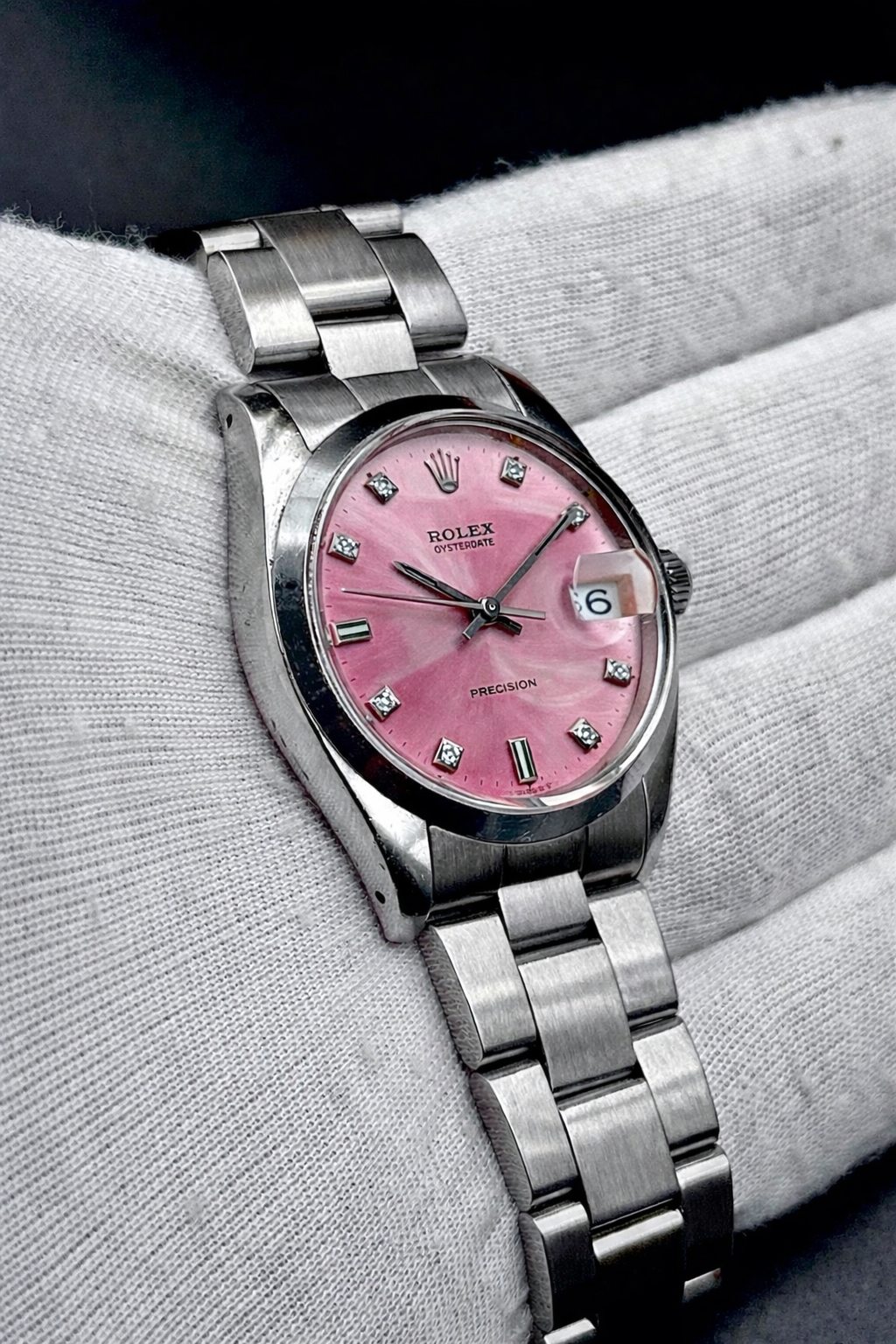 Rolex Oyster Precision ref. 6694 - dial madreperla rosa brillantini - garanzia - revisionato
