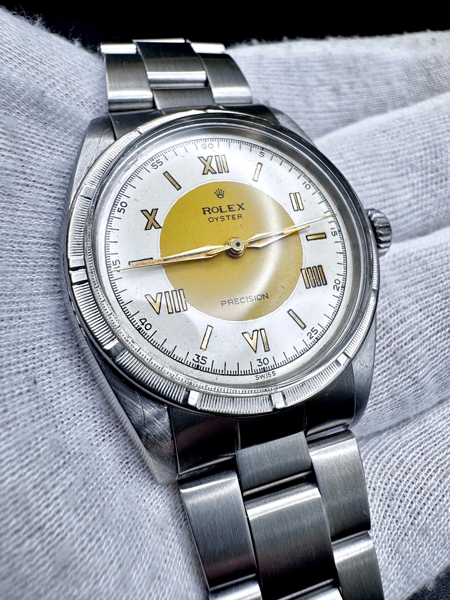 Rolex Oyster Precision Ref. 6422 – Quadrante Bicolore Giallo/Roman Silver – Anni '60