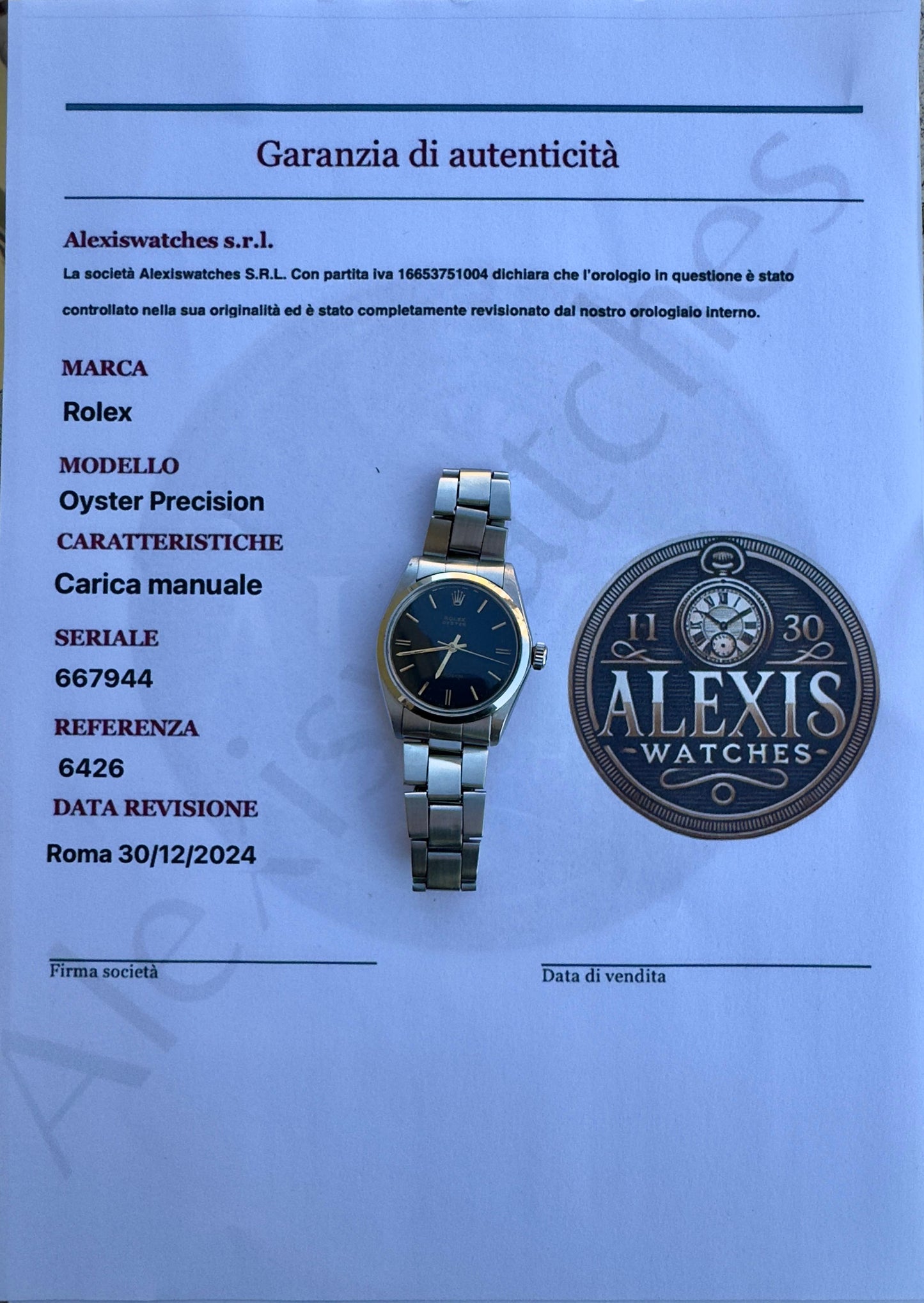 Rolex Oyster Precision Ref. 6426