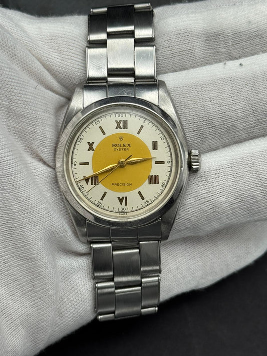 Rolex Oyster Precision Ref. 6422 – Quadrante Bicolore Giallo/Roman Silver – Anni '60