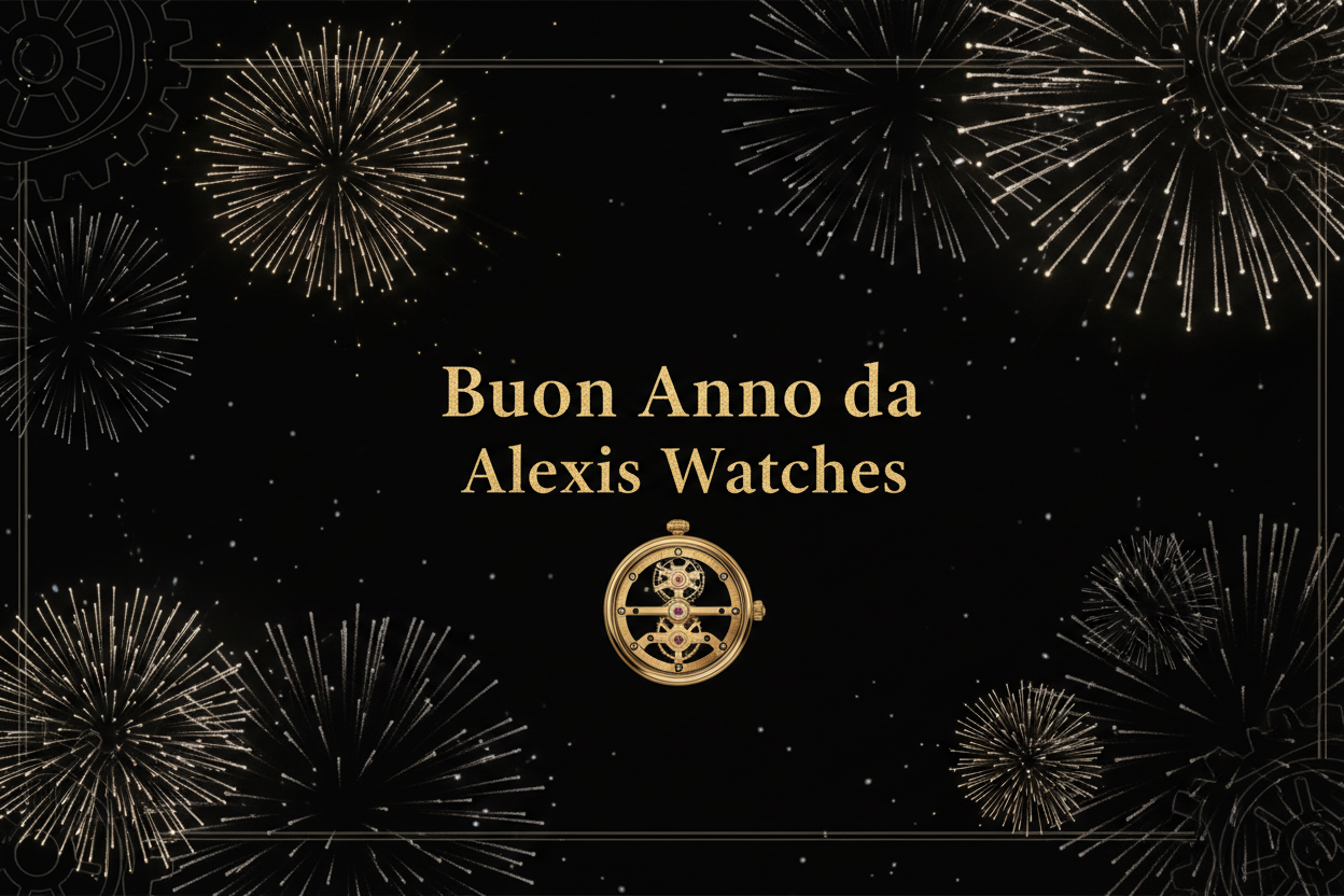 Banner Buon Anno Alexis Watches con fuochi d'artificio