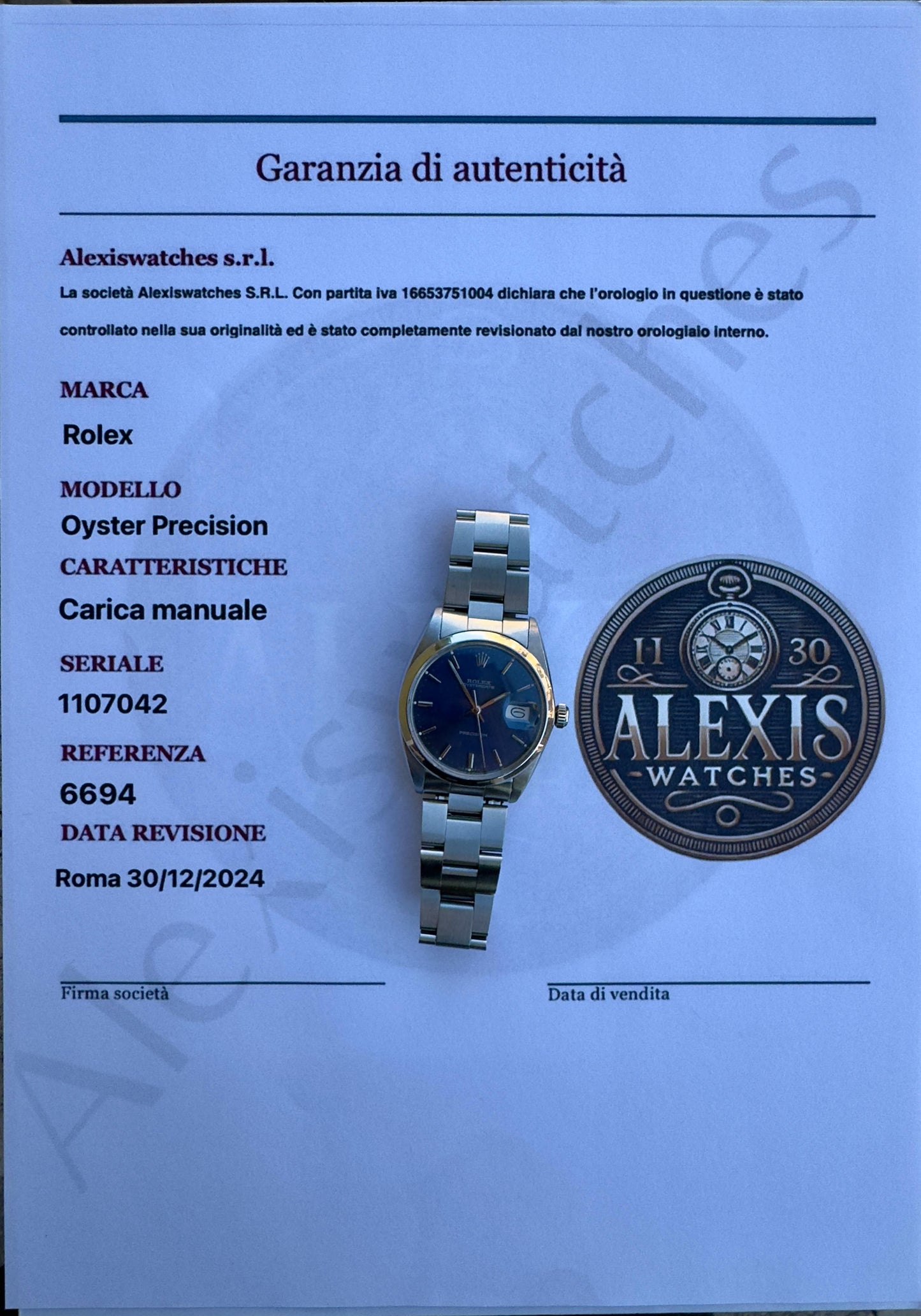 Rolex Oyster Precision Ref. 6694
