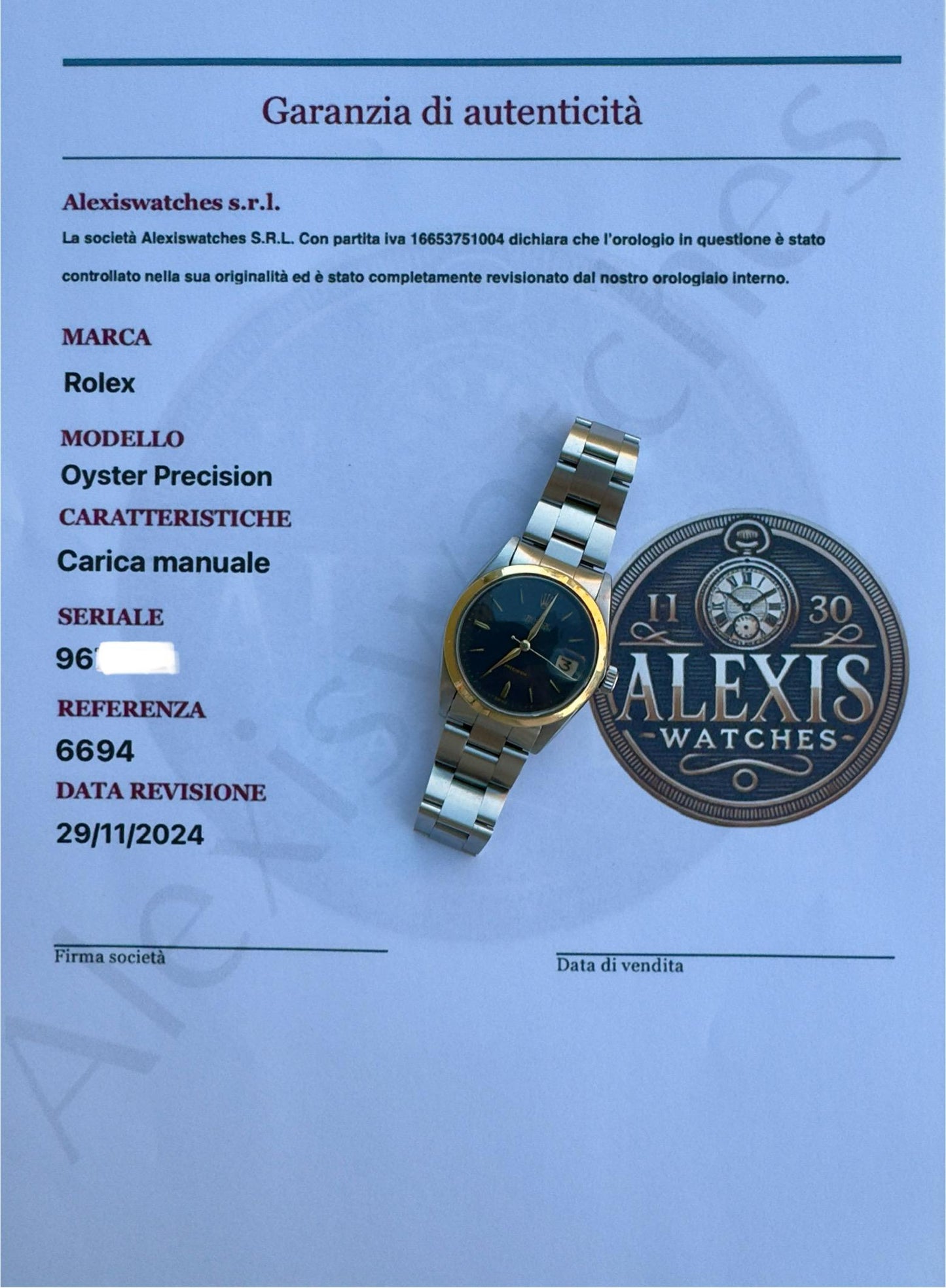 Rolex Oyster Precision Ref. 6694